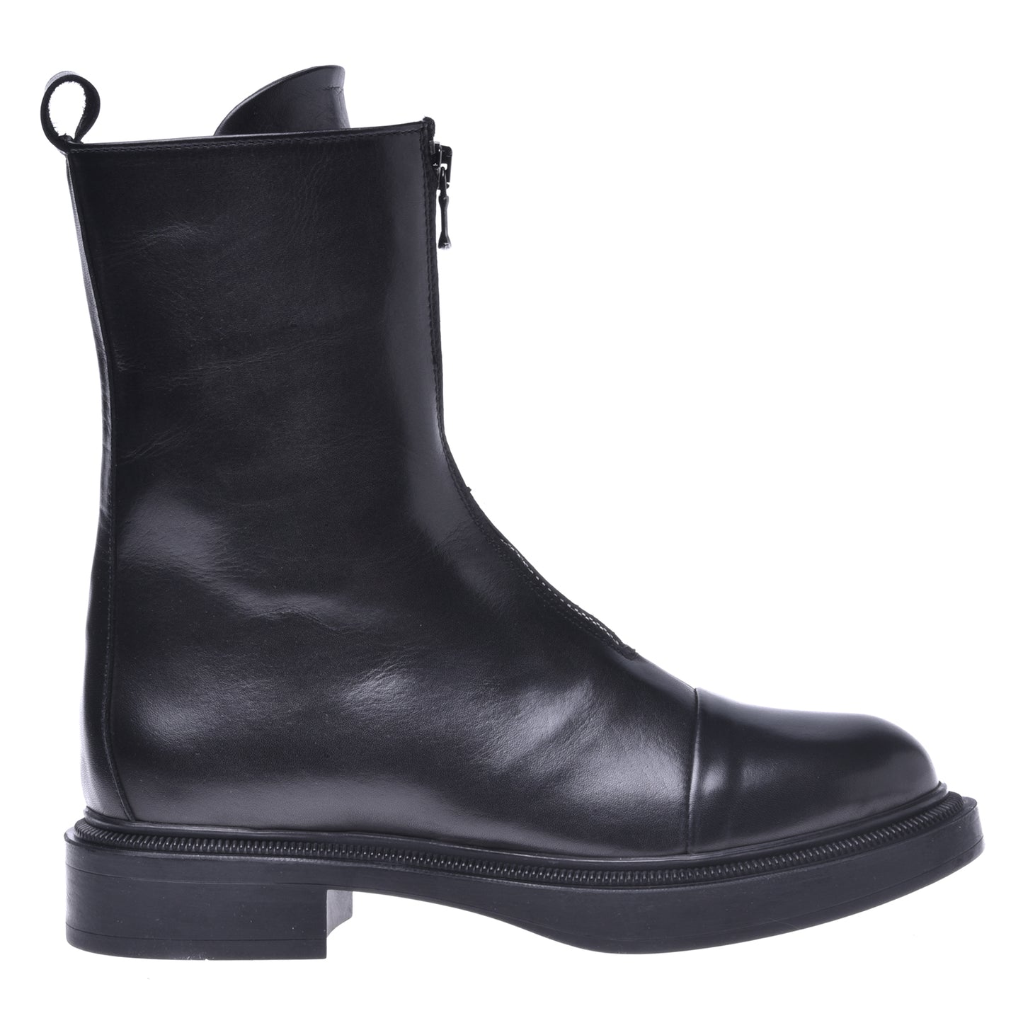 Black leather ankle boot