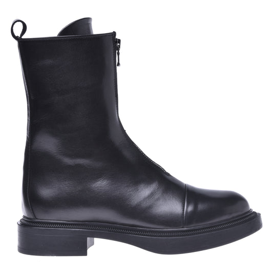 Black leather ankle boot