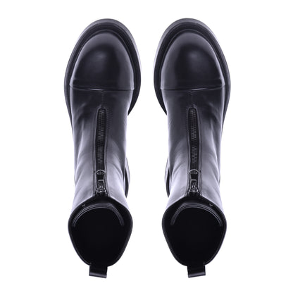 Black leather ankle boot