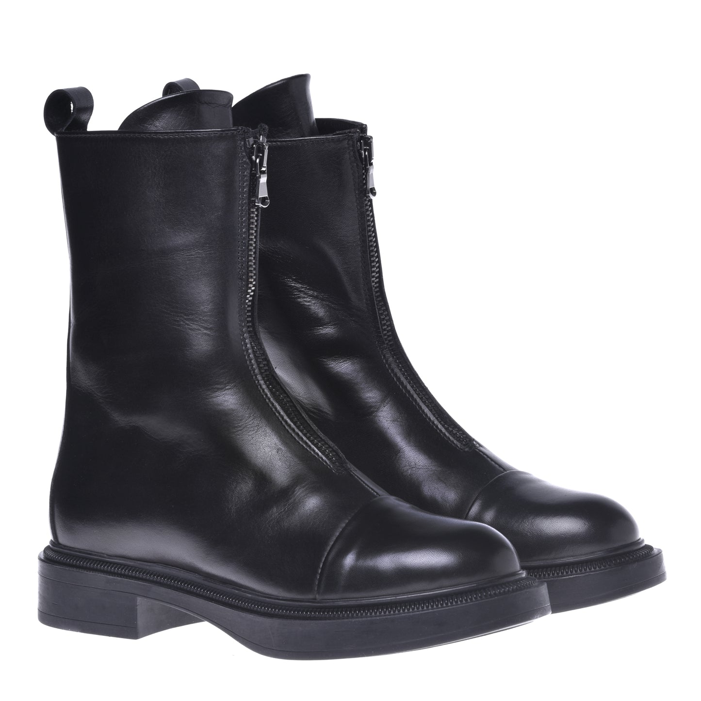 Black leather ankle boot