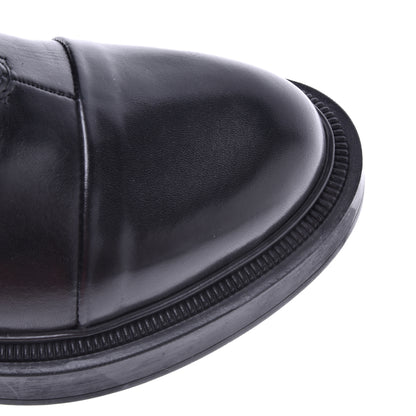 Black leather ankle boot