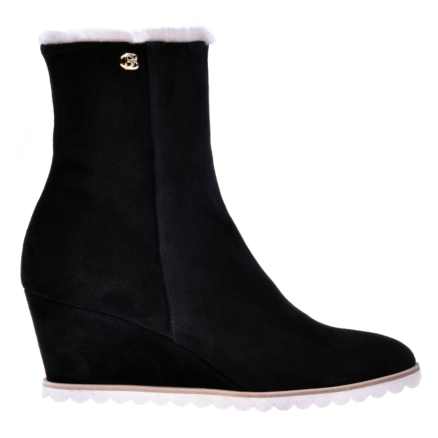 Black suede wedge ankle boots