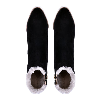 Black suede wedge ankle boots