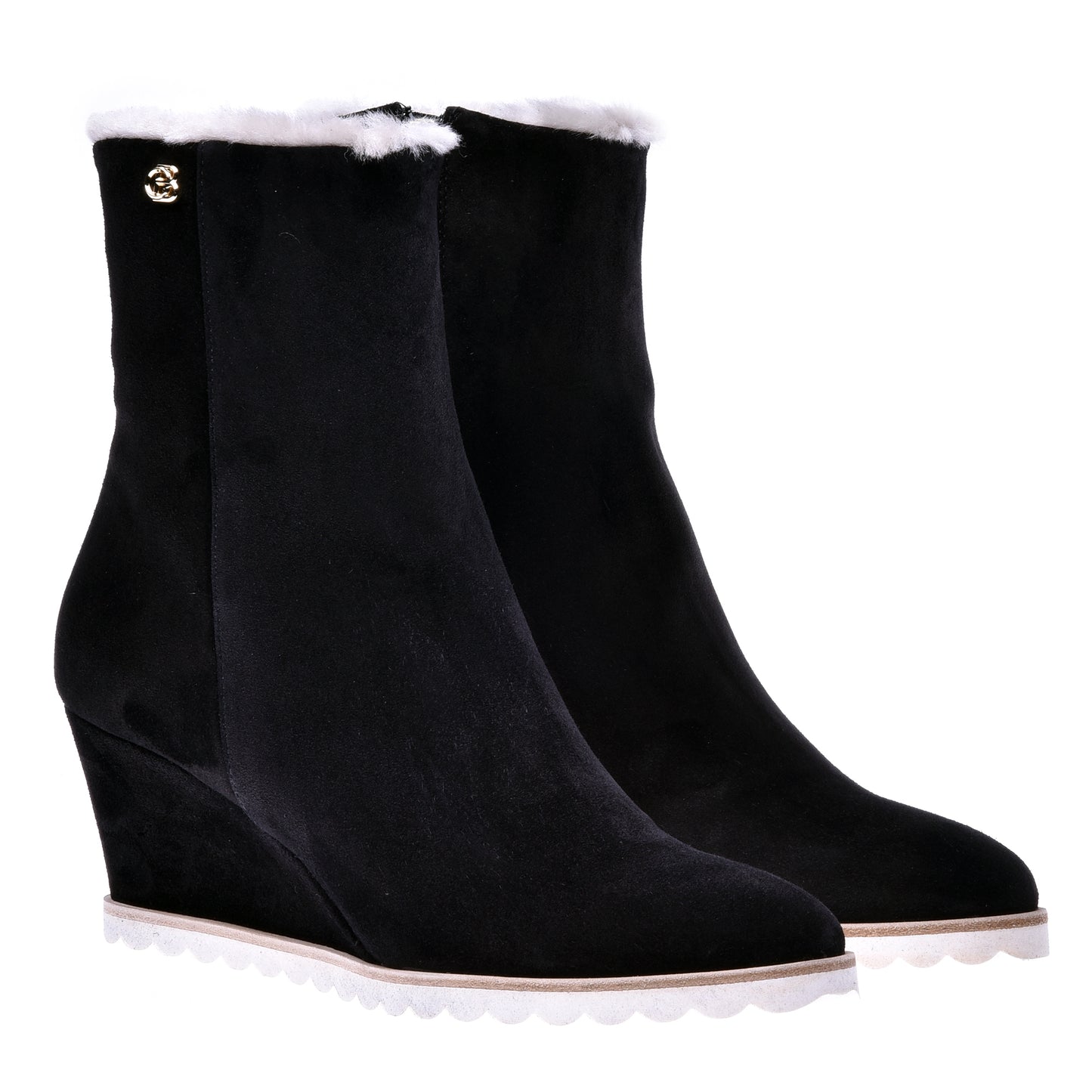 Black suede wedge ankle boots
