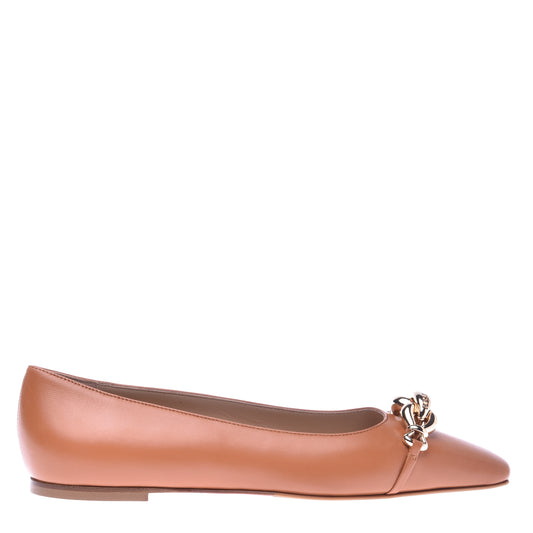 Ballerine en nappa brun