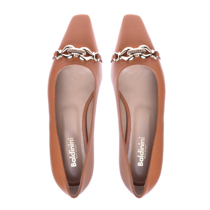 Ballerine en nappa brun
