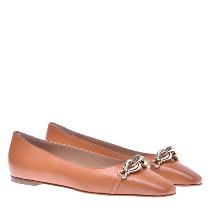 Ballerine en nappa brun