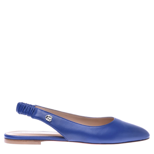Ballerine slingback en nappa bleu cobalt