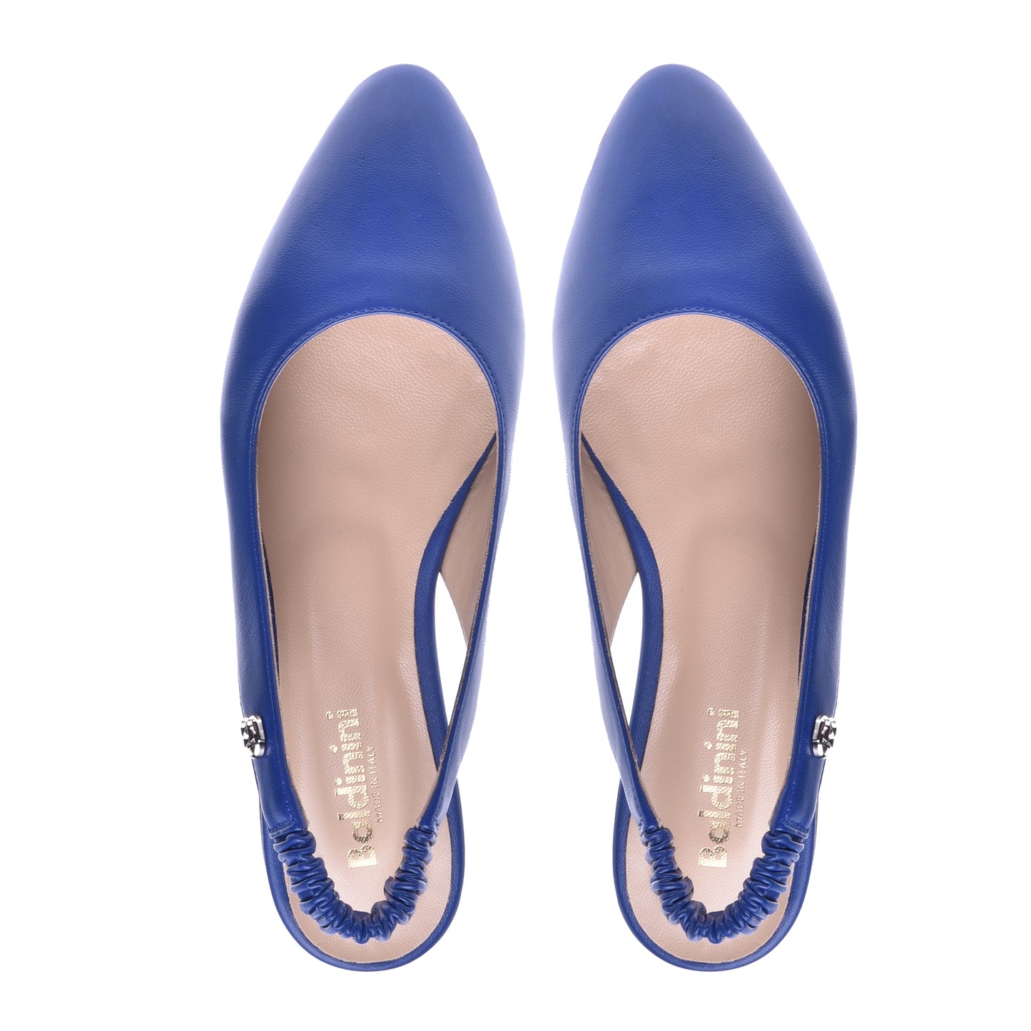 Ballerine slingback en nappa bleu cobalt