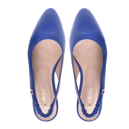 Ballerine slingback en nappa bleu cobalt