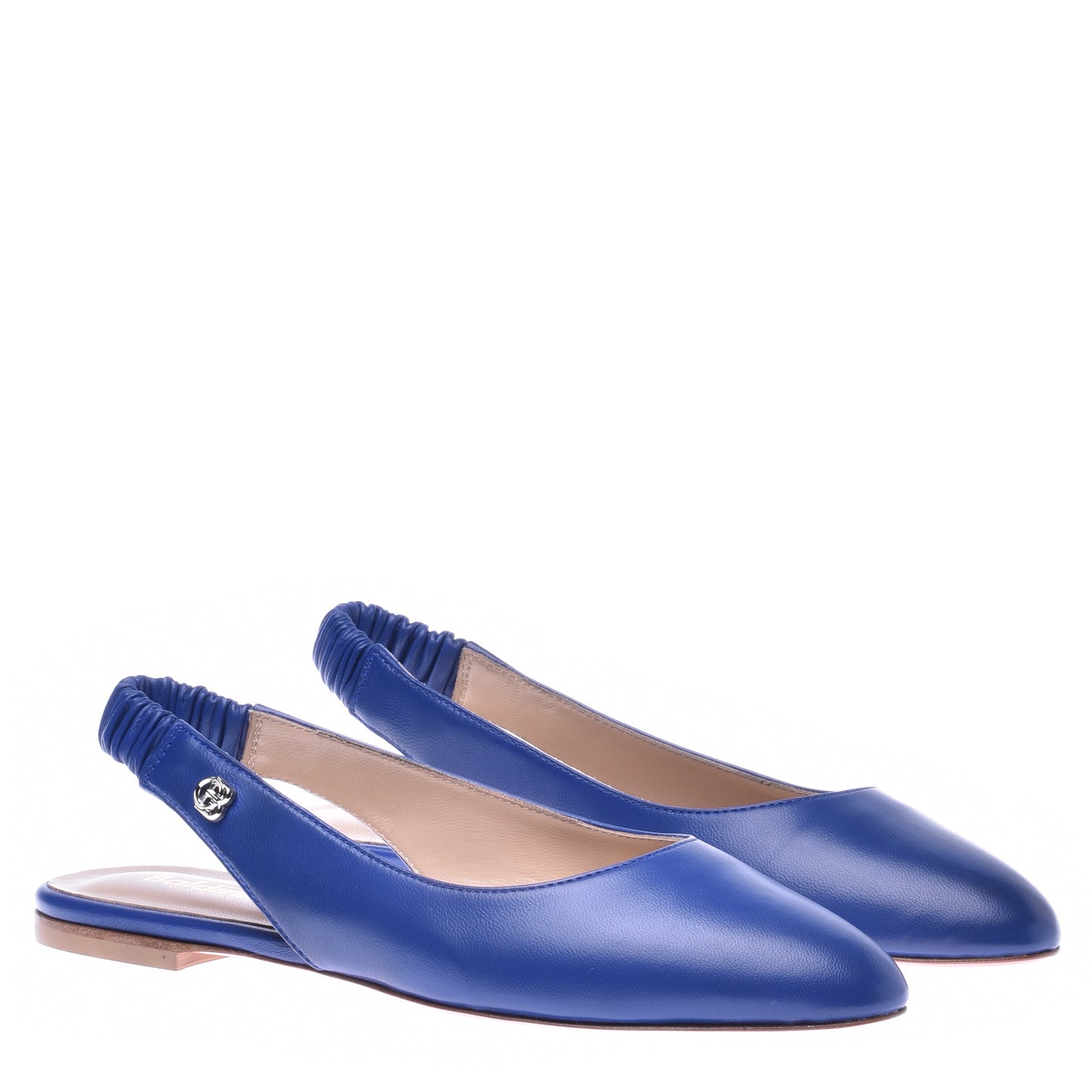 Ballerine slingback en nappa bleu cobalt