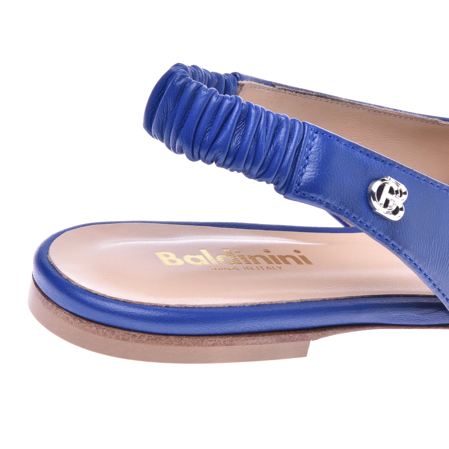 Ballerine slingback en nappa bleu cobalt