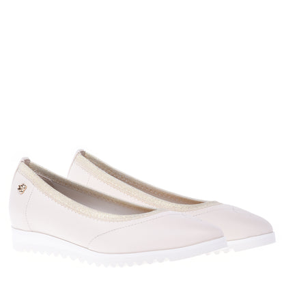 Ballerine en cuir nappa vanille