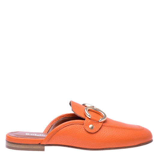 Babouches en cuir orange