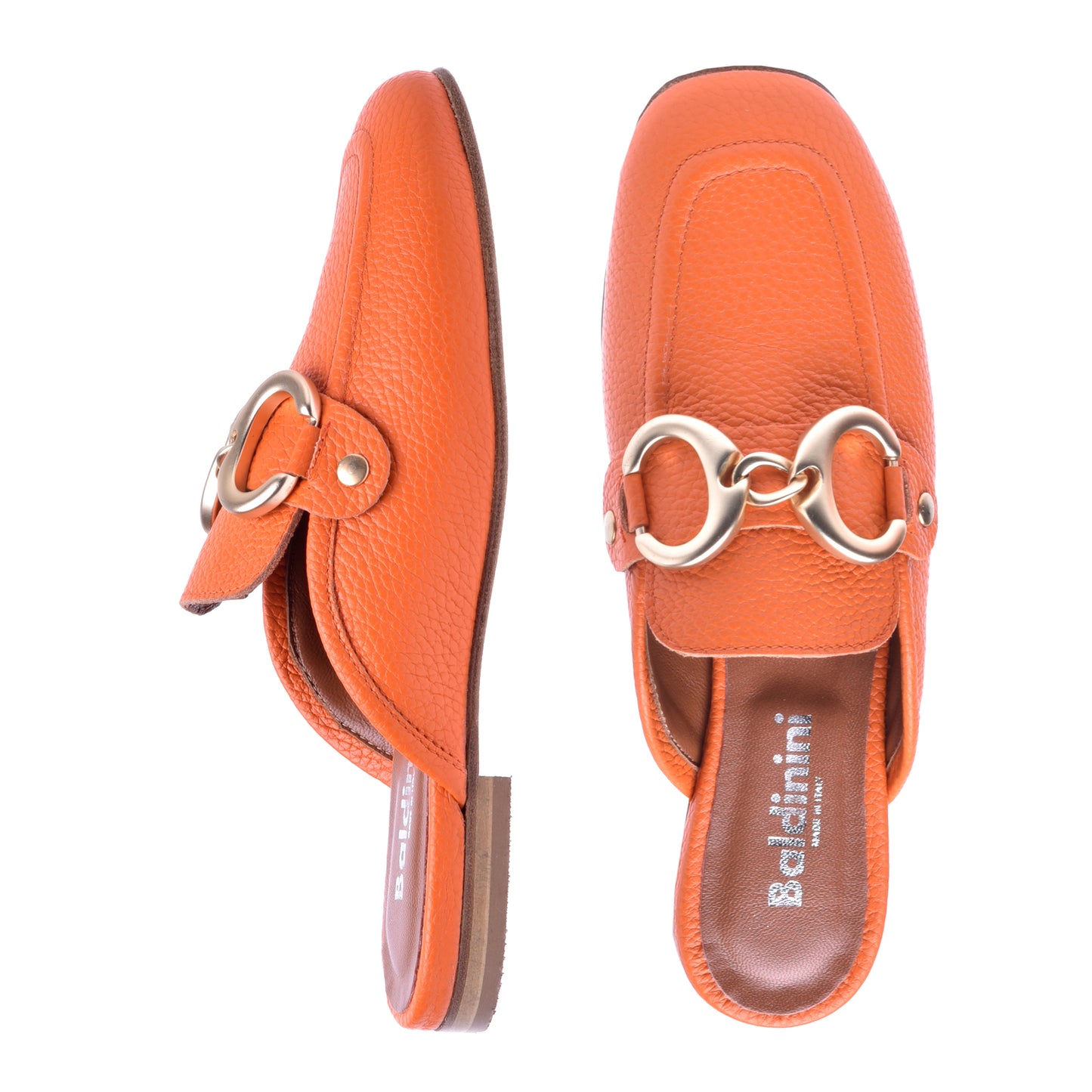 Babouches en cuir orange