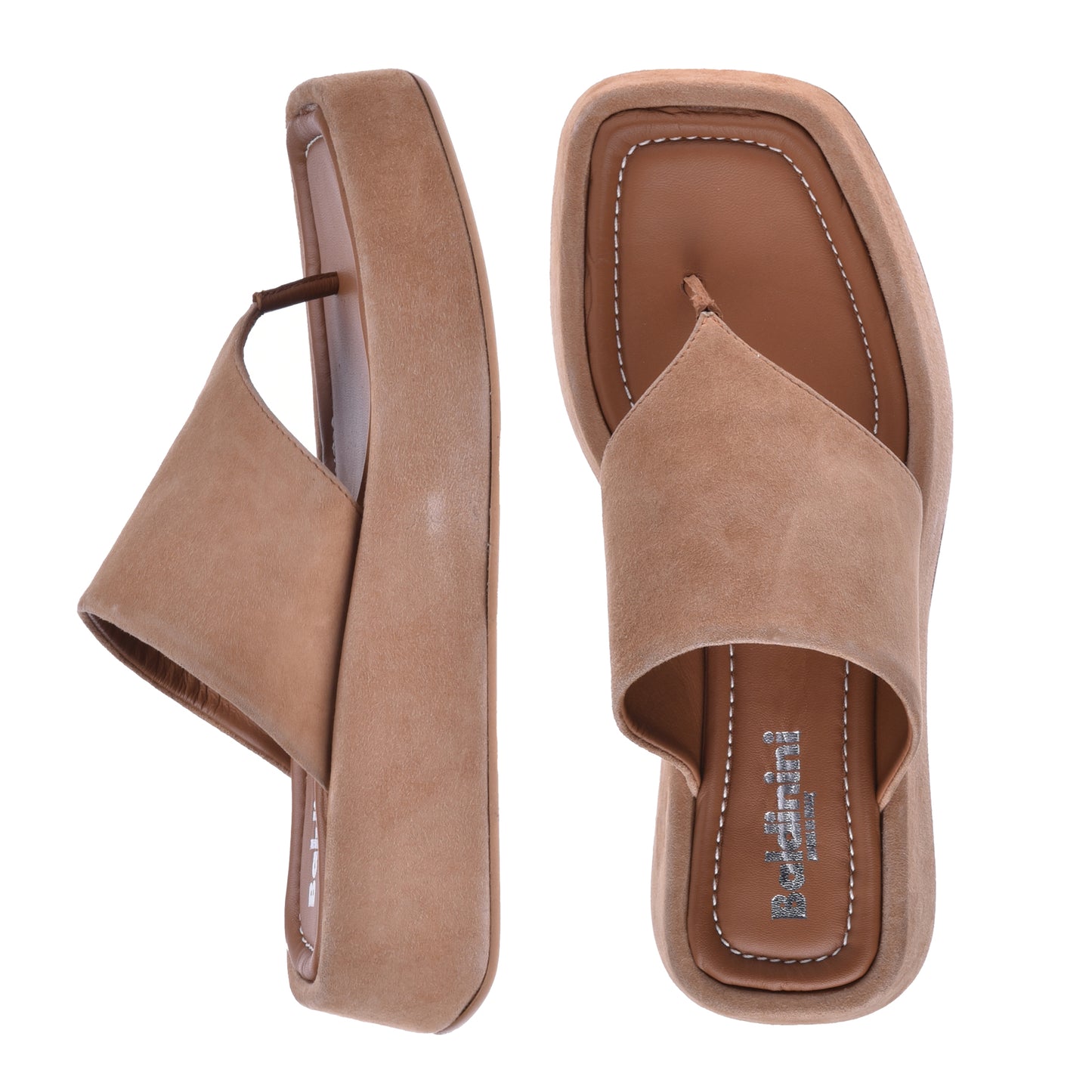 Tongs en daim brun