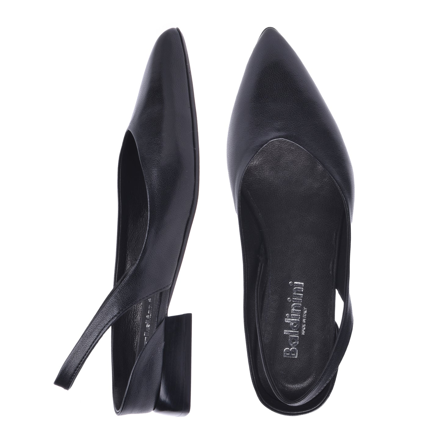 Ballerines slingback en cuir noir