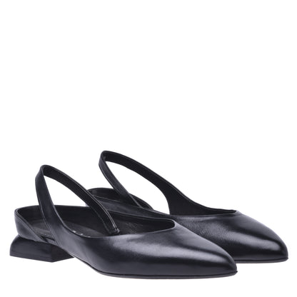 Ballerines slingback en cuir noir