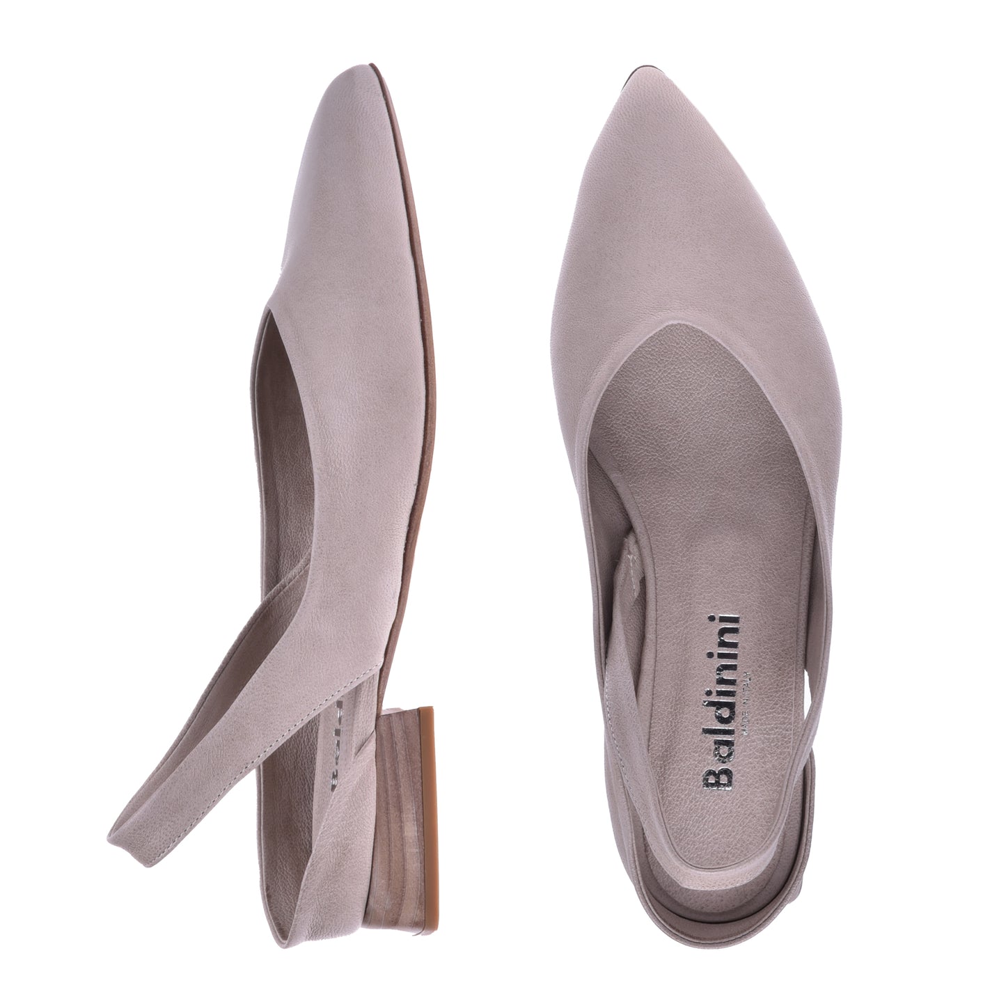 Ballerines slingback en cuir taupe