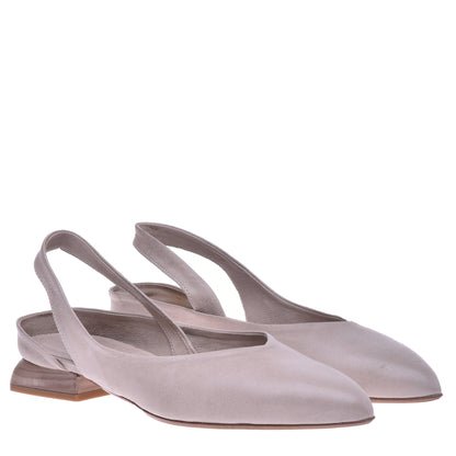Ballerines slingback en cuir taupe
