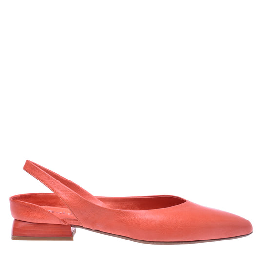 Ballerine slingback en cuir corail