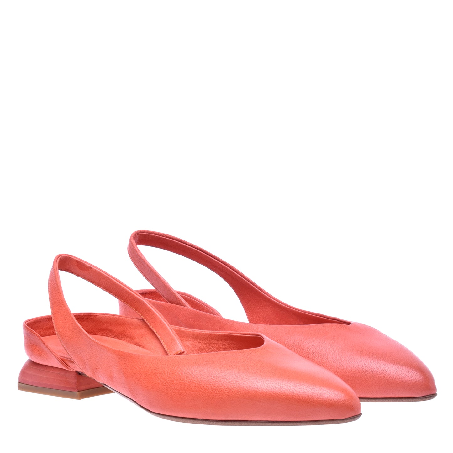Ballerine slingback en cuir corail