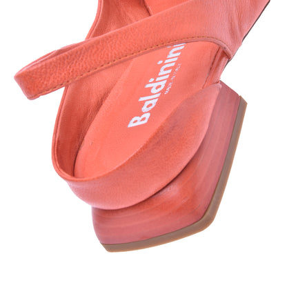 Ballerine slingback en cuir corail