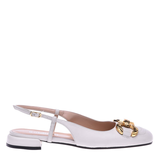 Ballerine slingback en cuir nappa blanc laiteux