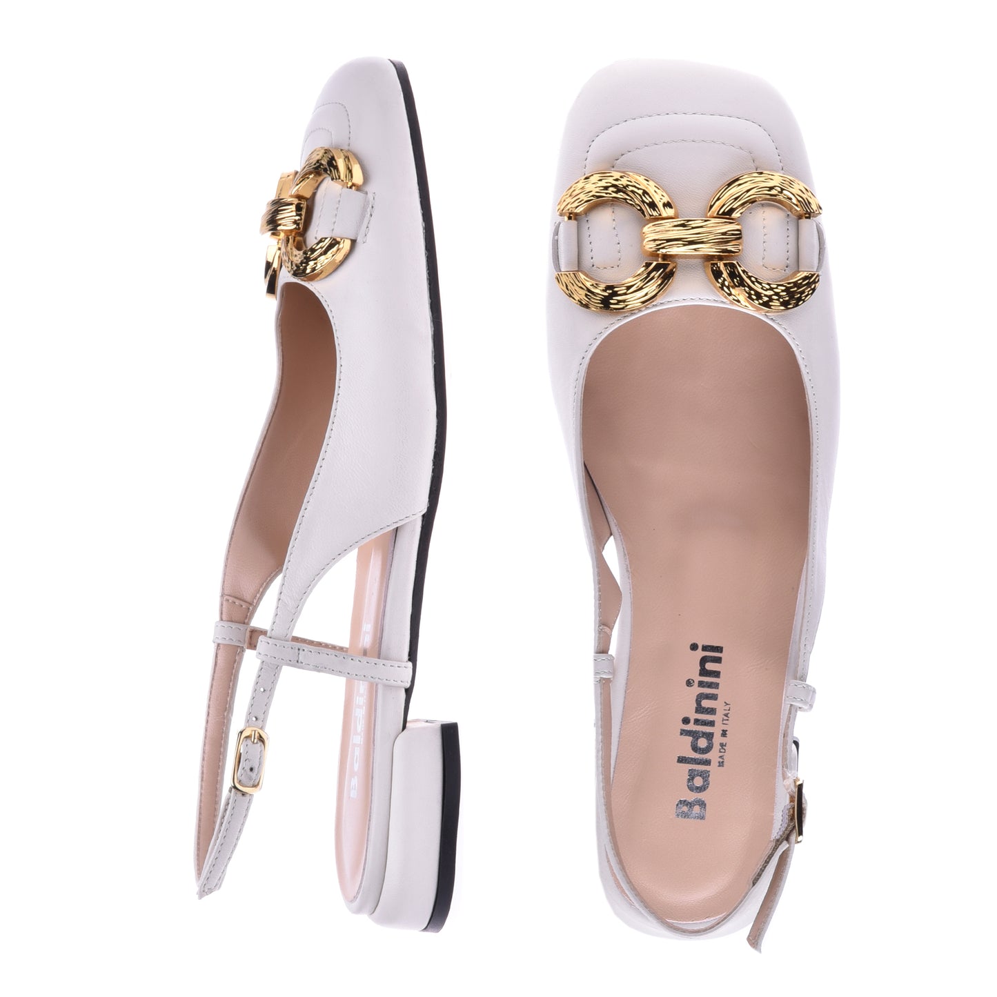Ballerine slingback en cuir nappa blanc laiteux