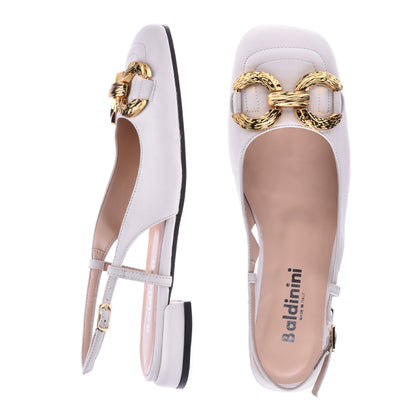 Ballerine slingback en cuir nappa blanc laiteux