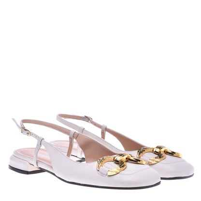 Ballerine slingback en cuir nappa blanc laiteux
