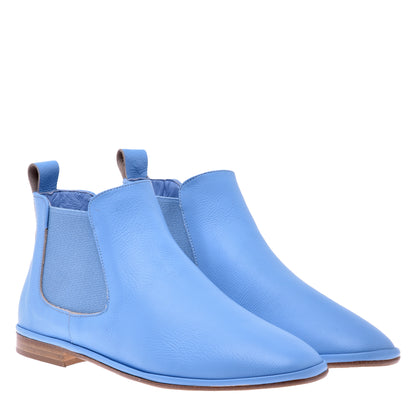 Bottine Beatles en cuir foulonné bleu ciel