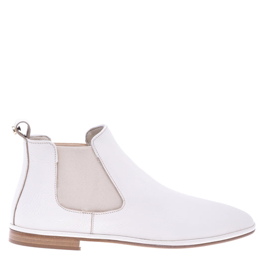 Bottine Beatles en cuir foulonné blanc laiteux