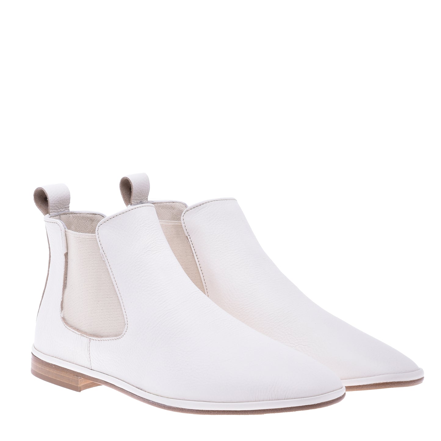 Bottine Beatles en cuir foulonné blanc laiteux