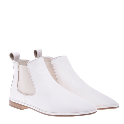 Bottine Beatles en cuir foulonné blanc laiteux