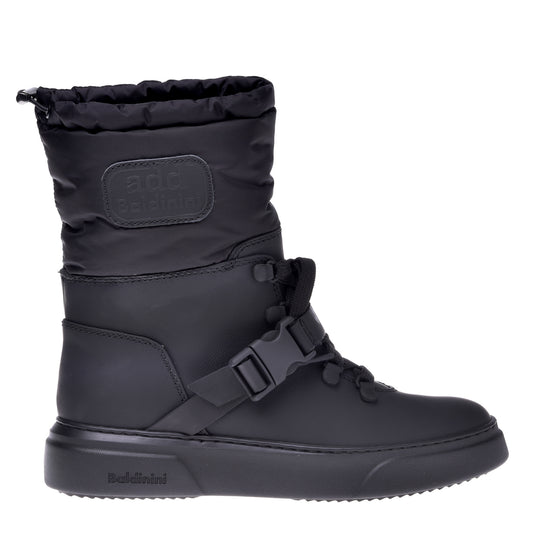 Bottes en cuir caoutchouté et nylon noir