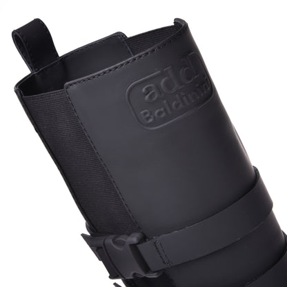 Bottes en cuir caoutchouté noir