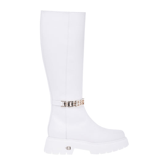 Bottes en cuir de veau blanc