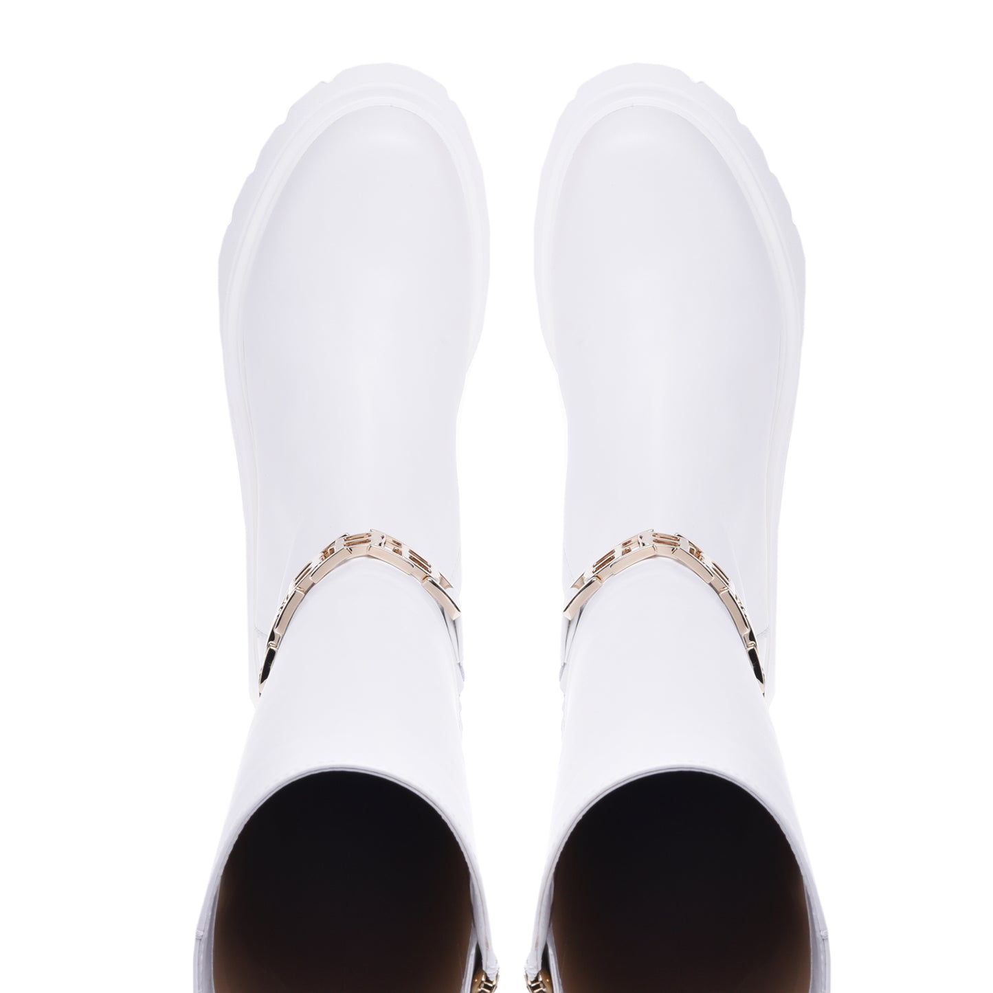 Bottes en cuir de veau blanc