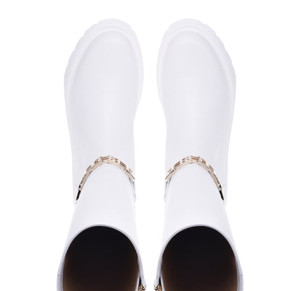 Bottes en cuir de veau blanc