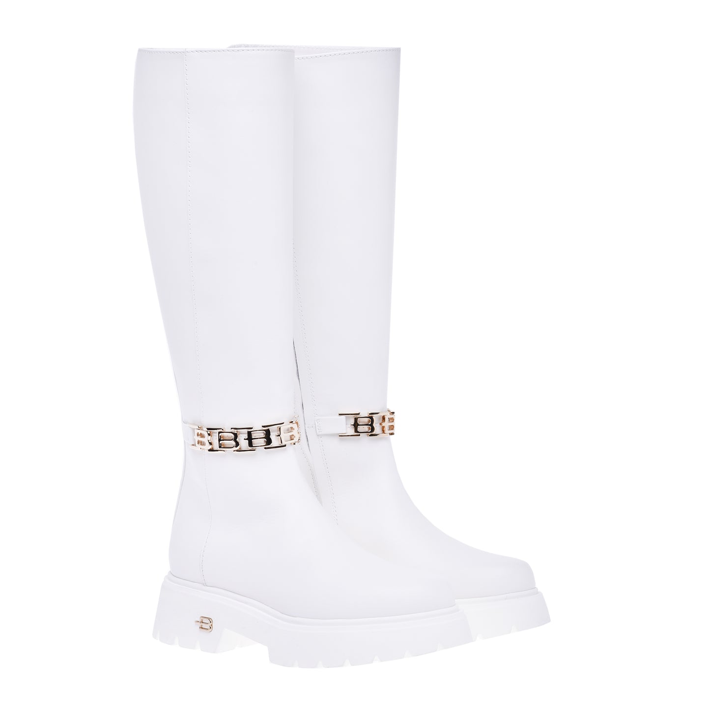 Bottes en cuir de veau blanc