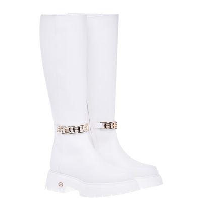 Bottes en cuir de veau blanc