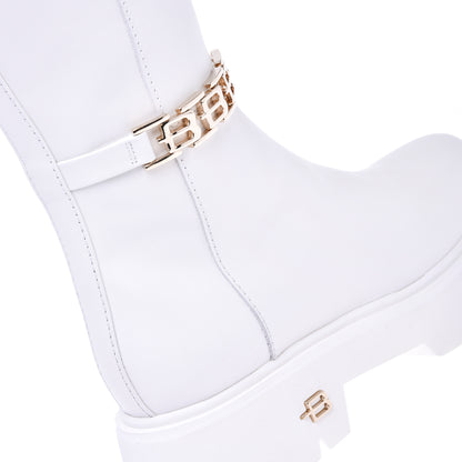 Bottes en cuir de veau blanc