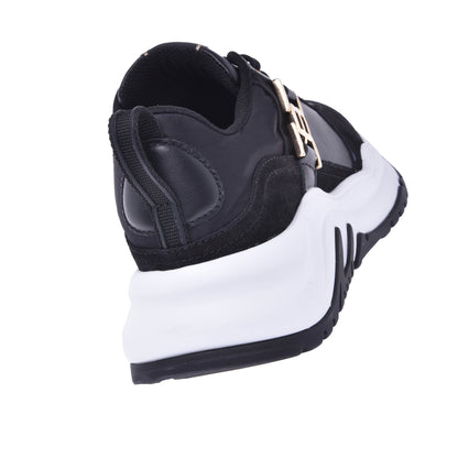 Baskets basses en cuir et daim noir