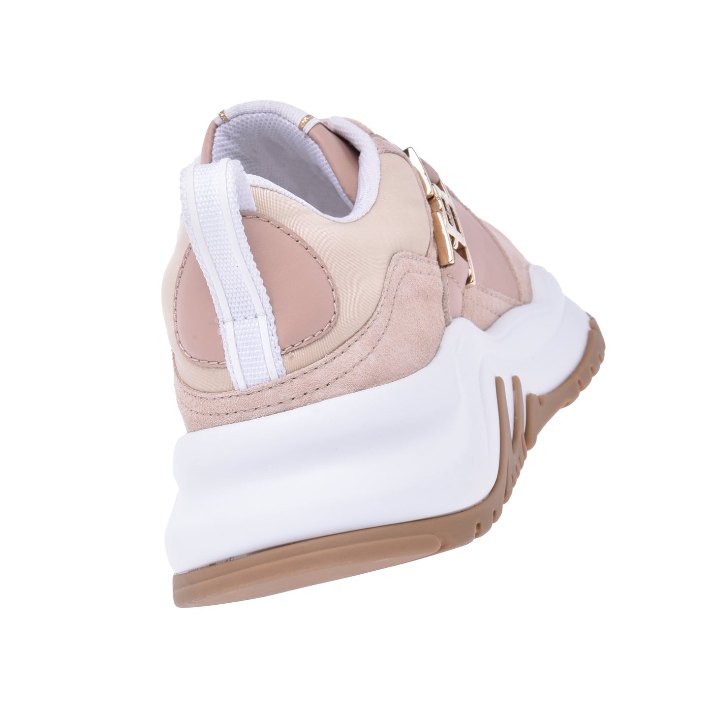 Baskets basses en cuir et daim couleur chair