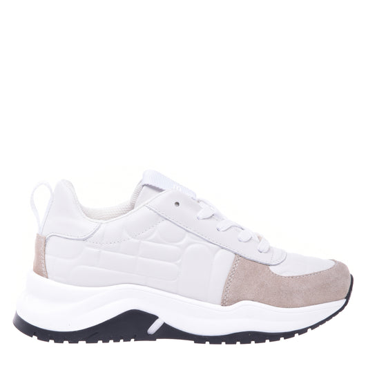 Baskets basses en cuir de veau blanc laiteux