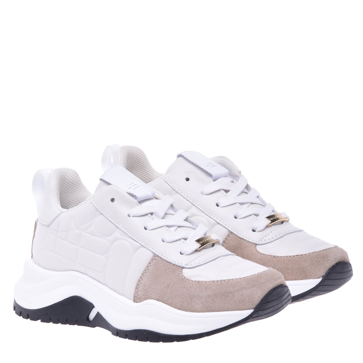 Baskets basses en cuir de veau blanc laiteux