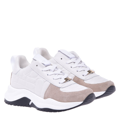 Baskets basses en cuir de veau blanc laiteux