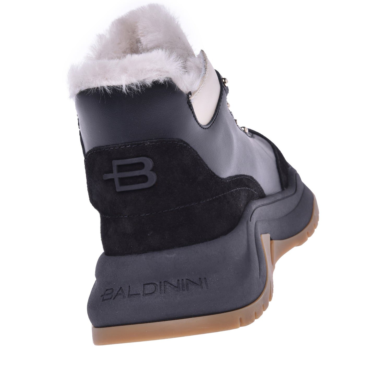 Sneakers montantes en croûte et cuir de veau noir