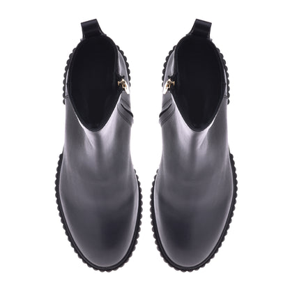 Black calfskin ankle boots